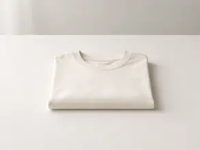 Single folded blank cotton T-shirt displayed on a clean desk in a minimalist home workspace