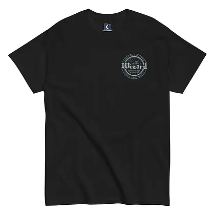 Black Wizard class D&D themed graphic tee by K&M Kustom Kreations