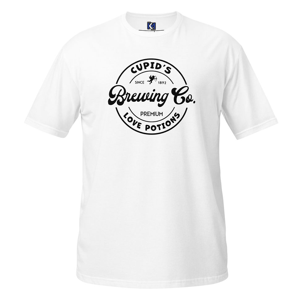 white tee Cupids brewing co. valentines graphic tee shirt