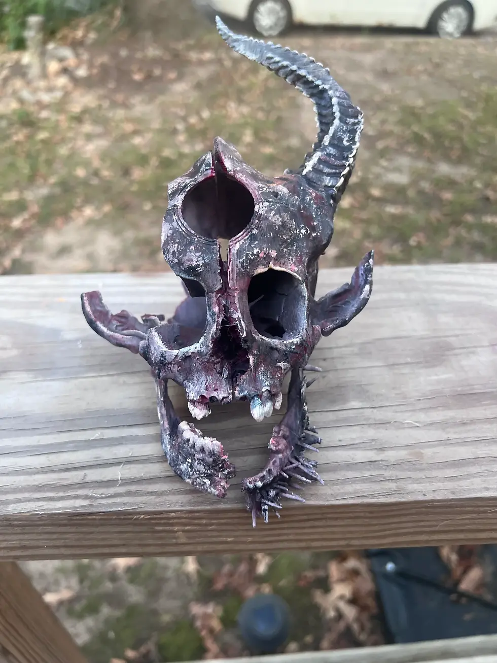 Demon Hunter hand-painted horned skull 3D printed display