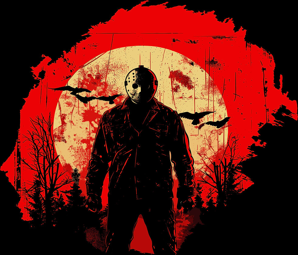 Close up design of K&M Kustom Kreations Jason Voorhees classic vintage tee
