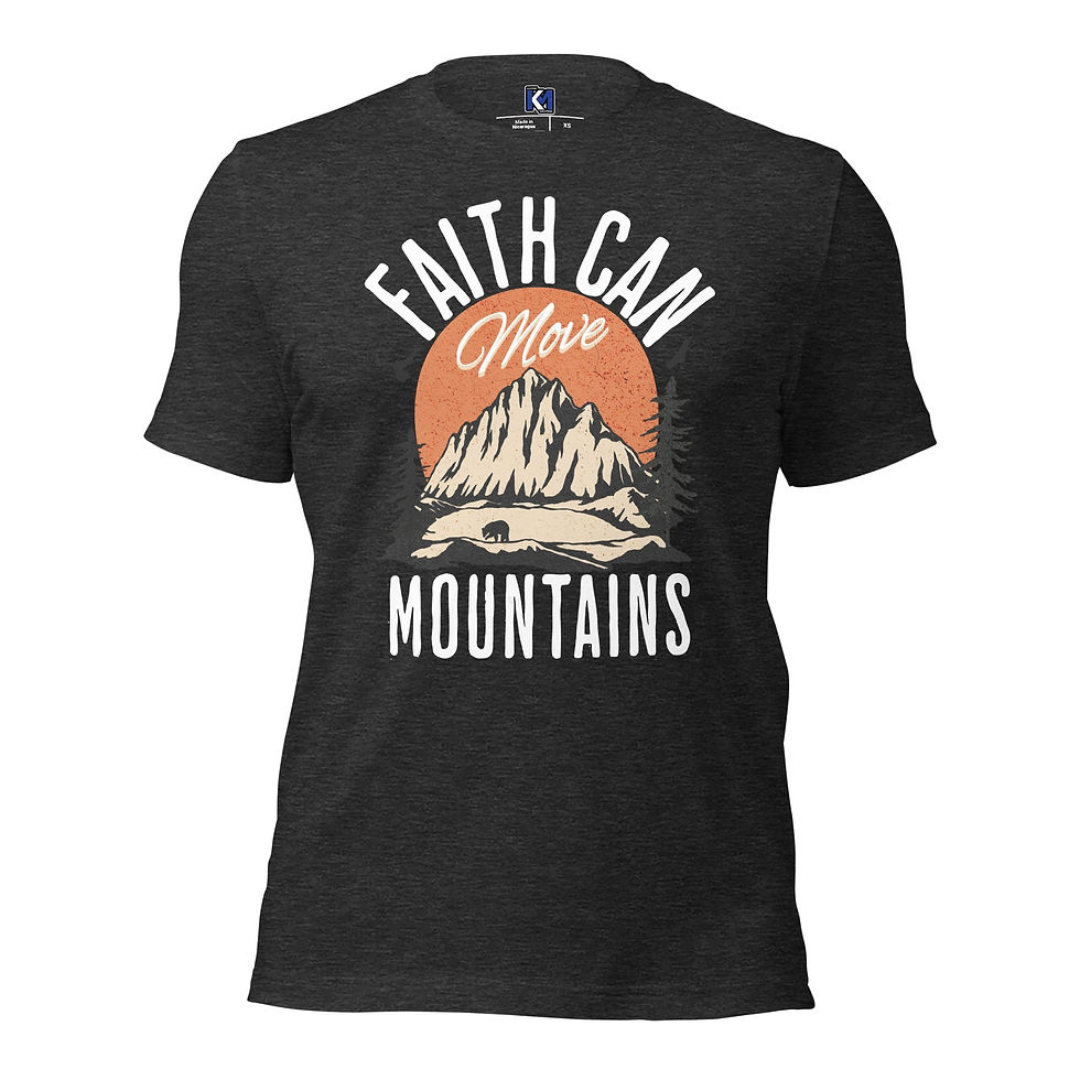 Faith Can Move Mountains T-Shirt with Sunset Mountain Graphic