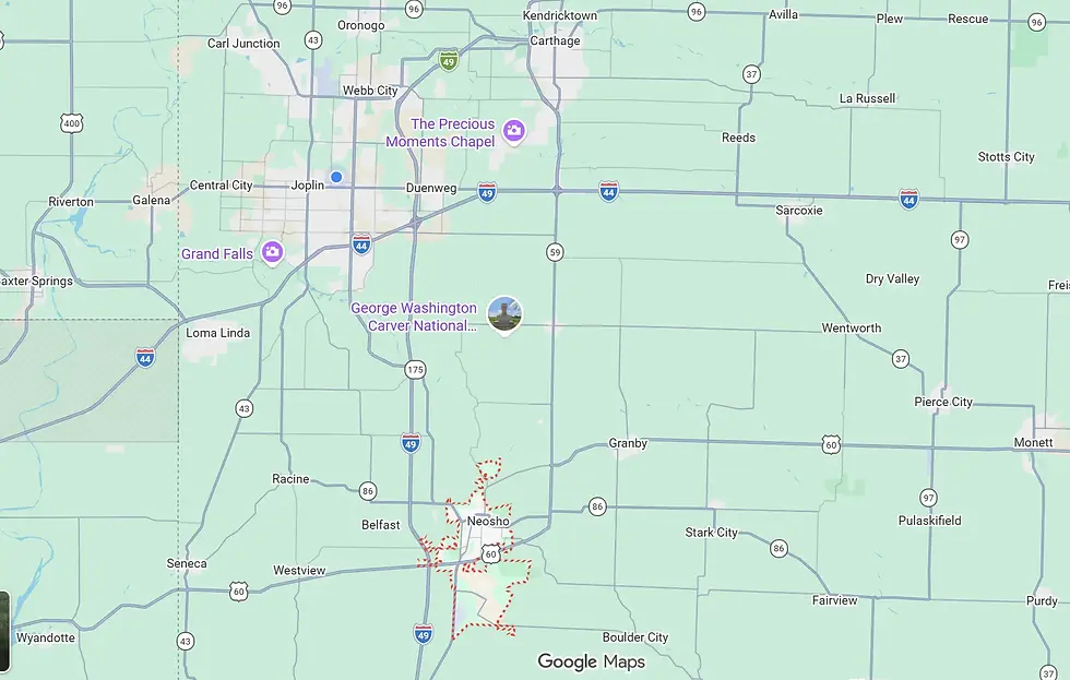 Wayside service are map overview Joplin MO. Neosho MO. and surrounding areas.