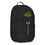 Thumbnail: Front-left angle: “Left-angle view of black backpack displaying golden faith message and mesh bottle pocket.”