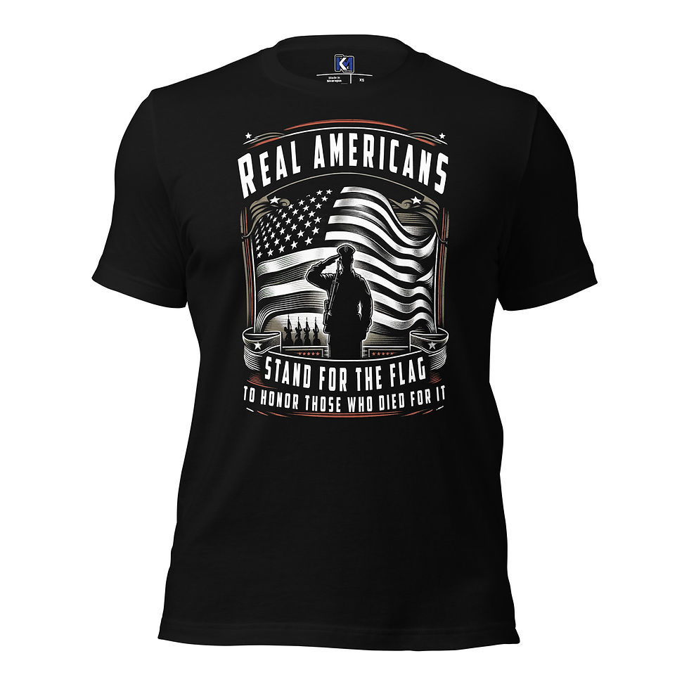 High-quality, comfortable Real Americans Stand for the Flag Memorial Day Tee from the American Heathen line