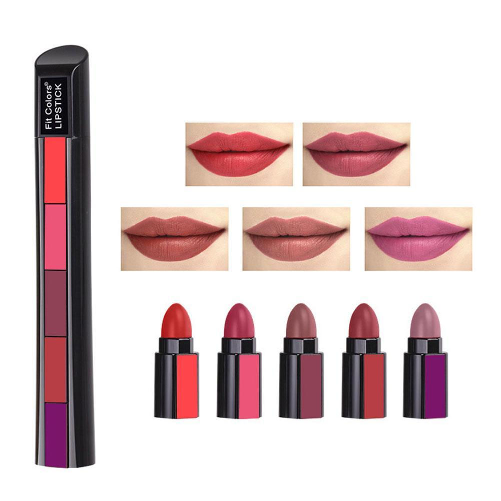 5-Color Matte Velvet Lipstick Set - Cup-Proof Formula