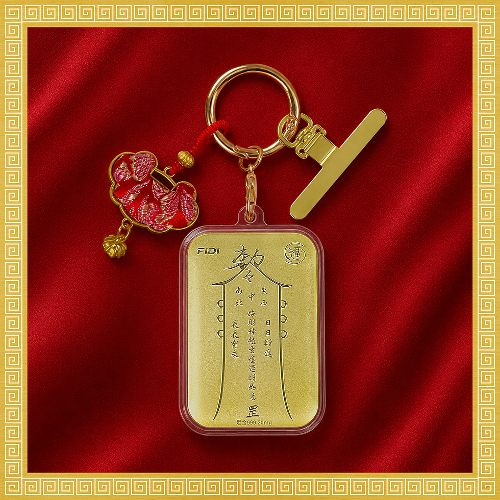 縮圖：FIDI x  司徒法正 五路財神符999足金掛件 (寶石紅)