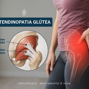 Mulher com dor na lateral do quadril, região frequentemente afetada pela tendinopatia dos glúteos médio e mínimo.