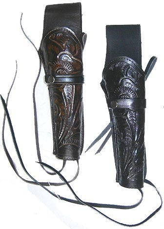 Tooled Leather Cross Draw Pistol Holster - (SL308)
