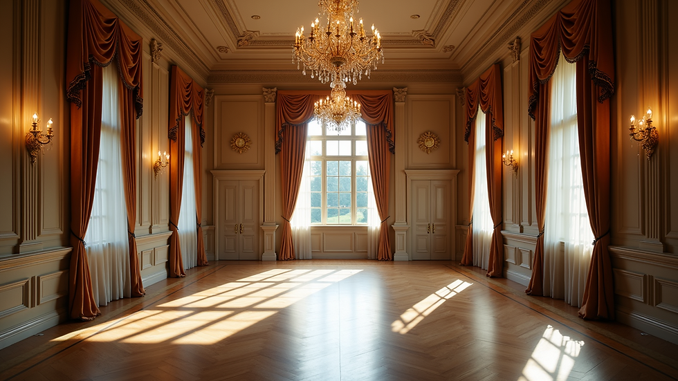 High angle view of the stunning ballroom at Gosfield Hall