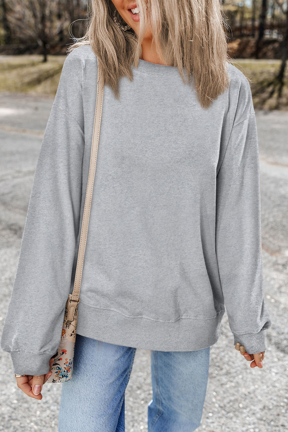 Solid Gray Crewneck Sweatshirt