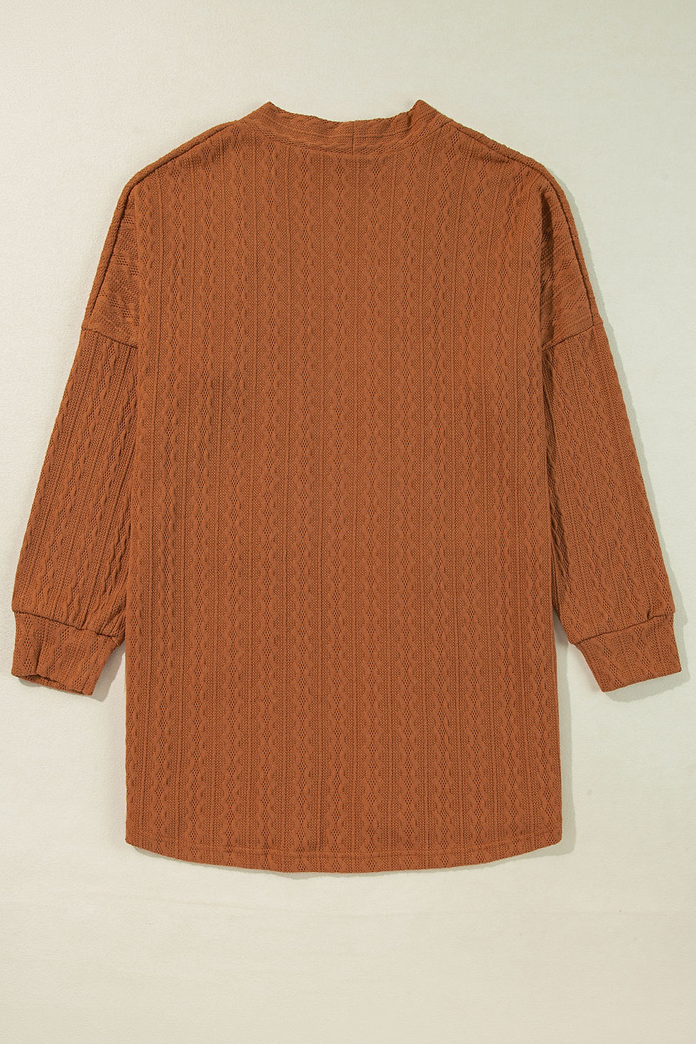 Thumbnail: Chestnut Textured Knit Side Pockets Cardigan