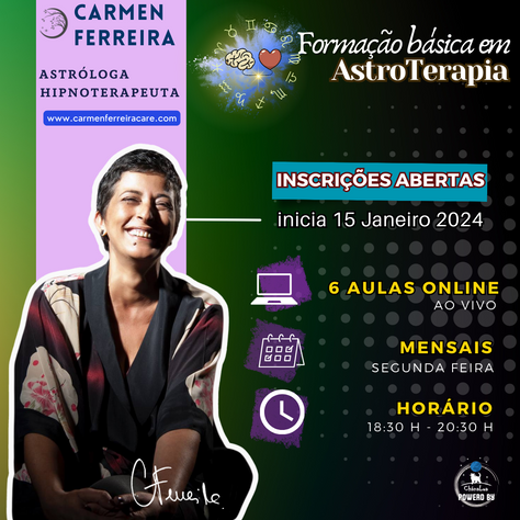 Curso de ASTROTerapia com Carmen Ferreira, promovido pelo Chá na Lua!