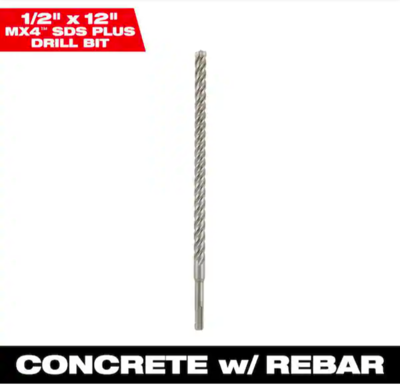 Milwaukee SDS-Plus Carbide Drill Bit 1/2 inch x 12 inch 48-20-7374