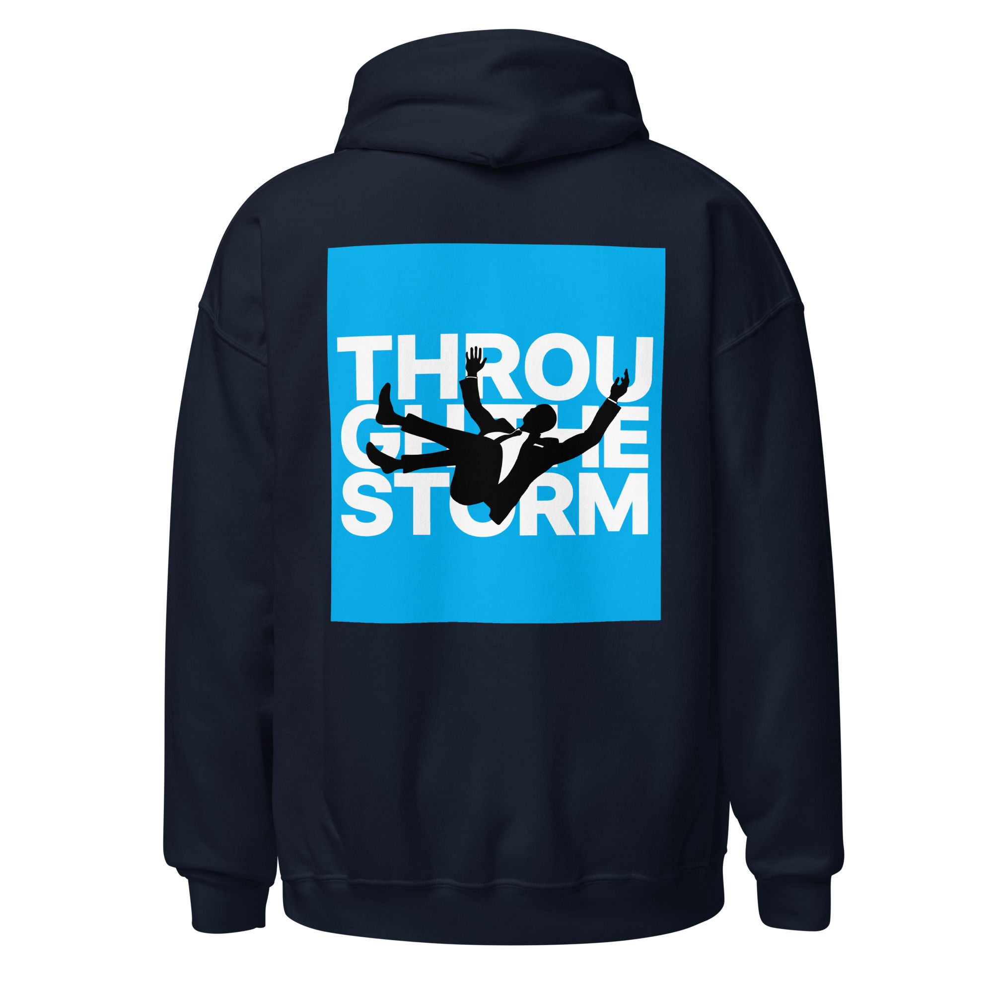 'Downfall' front and back blue print hoodie