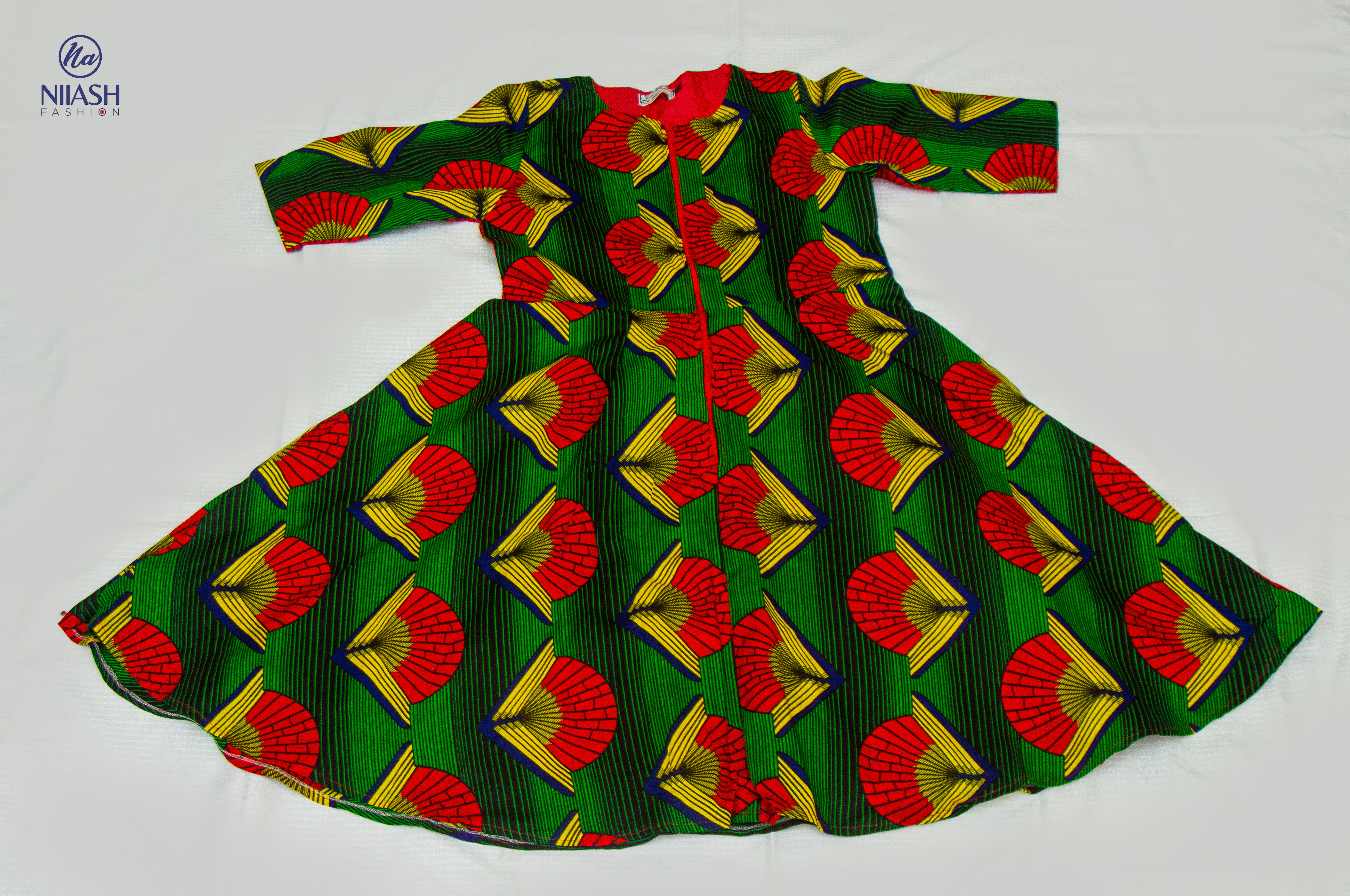 Red & Green Arrow Print Pocket Dress