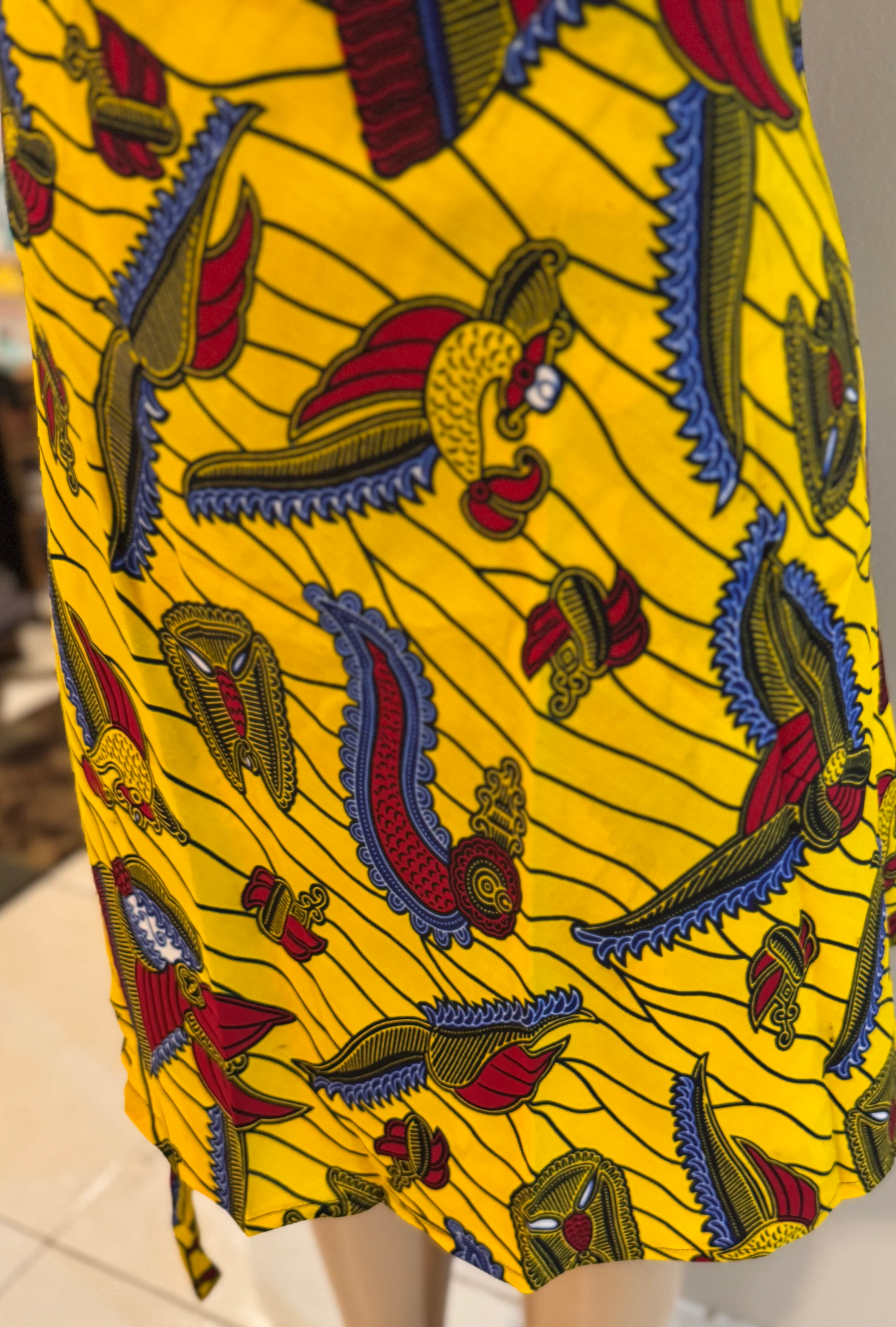 African Print Wrap Skirt Mid