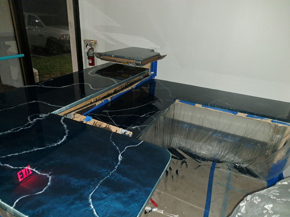 Captivating Metallic Epoxy Countertop Front Desk at B3 Construction Office, Central Florida. Elevate your workspace aesthetic