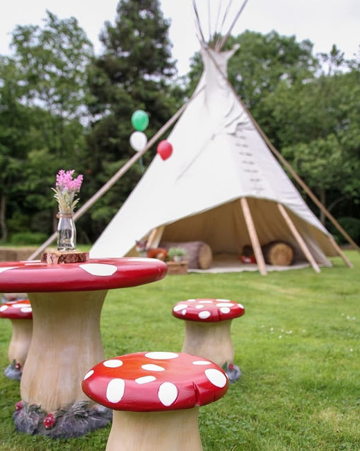 Tipi setup for birthday party
