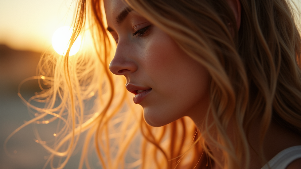 Close-up view of hair with soft babylights highlights