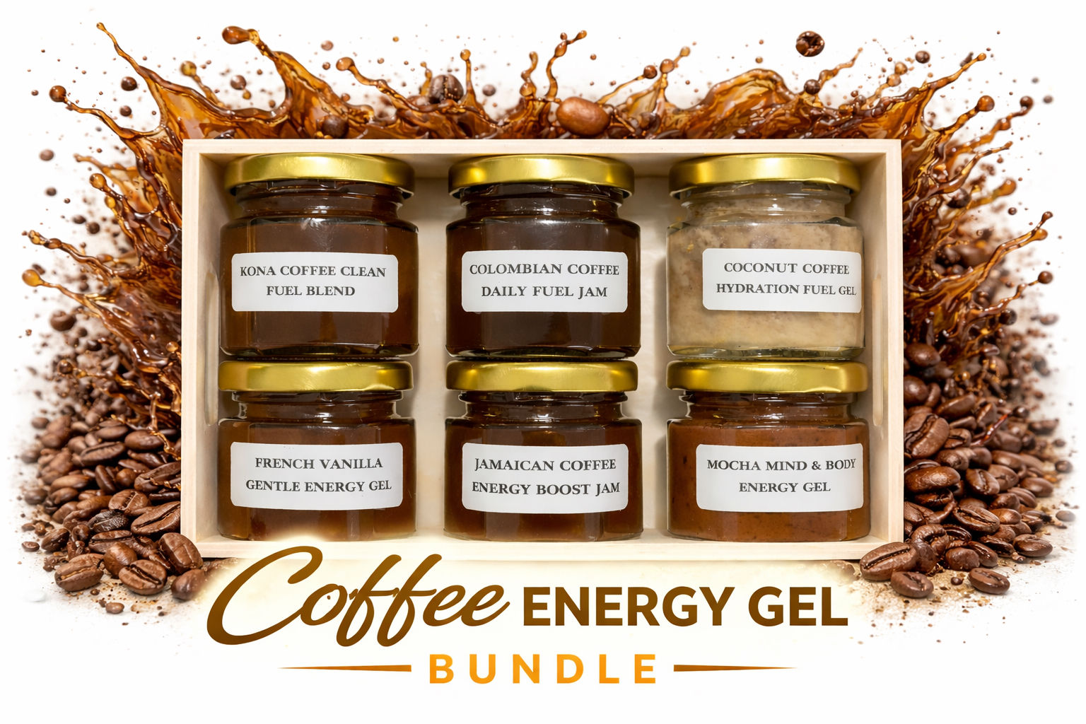 Coffee Energy Gel Variety Pack – Kona, Colombian, Jamaican & Mocha Blends | 