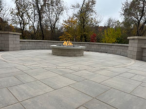 People gathered around a fire pit.