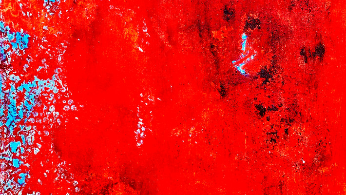 wall,rusty,  acrylic on canvas, blue,red, brown