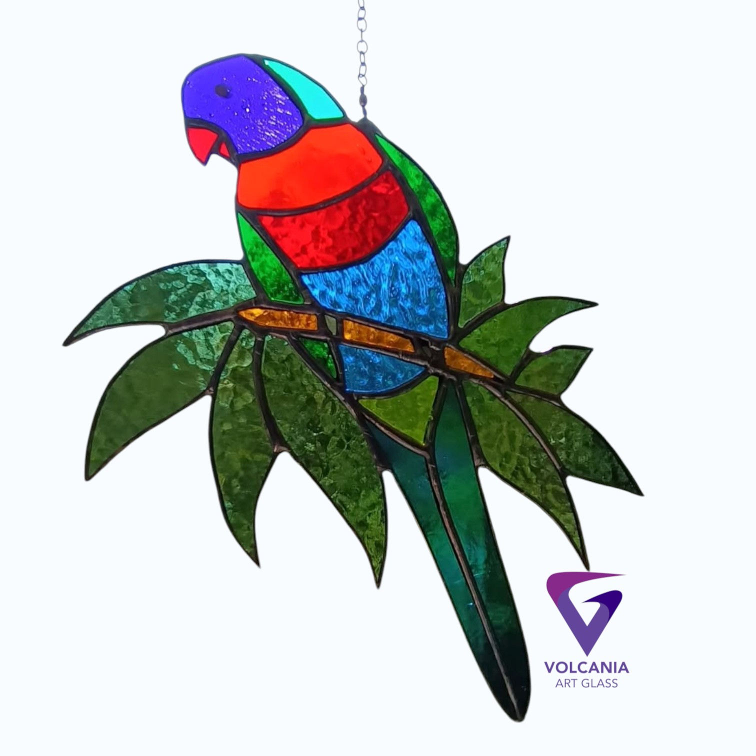 Rainbow Lorikeet Stained Glass / Leadlight Suncatcher