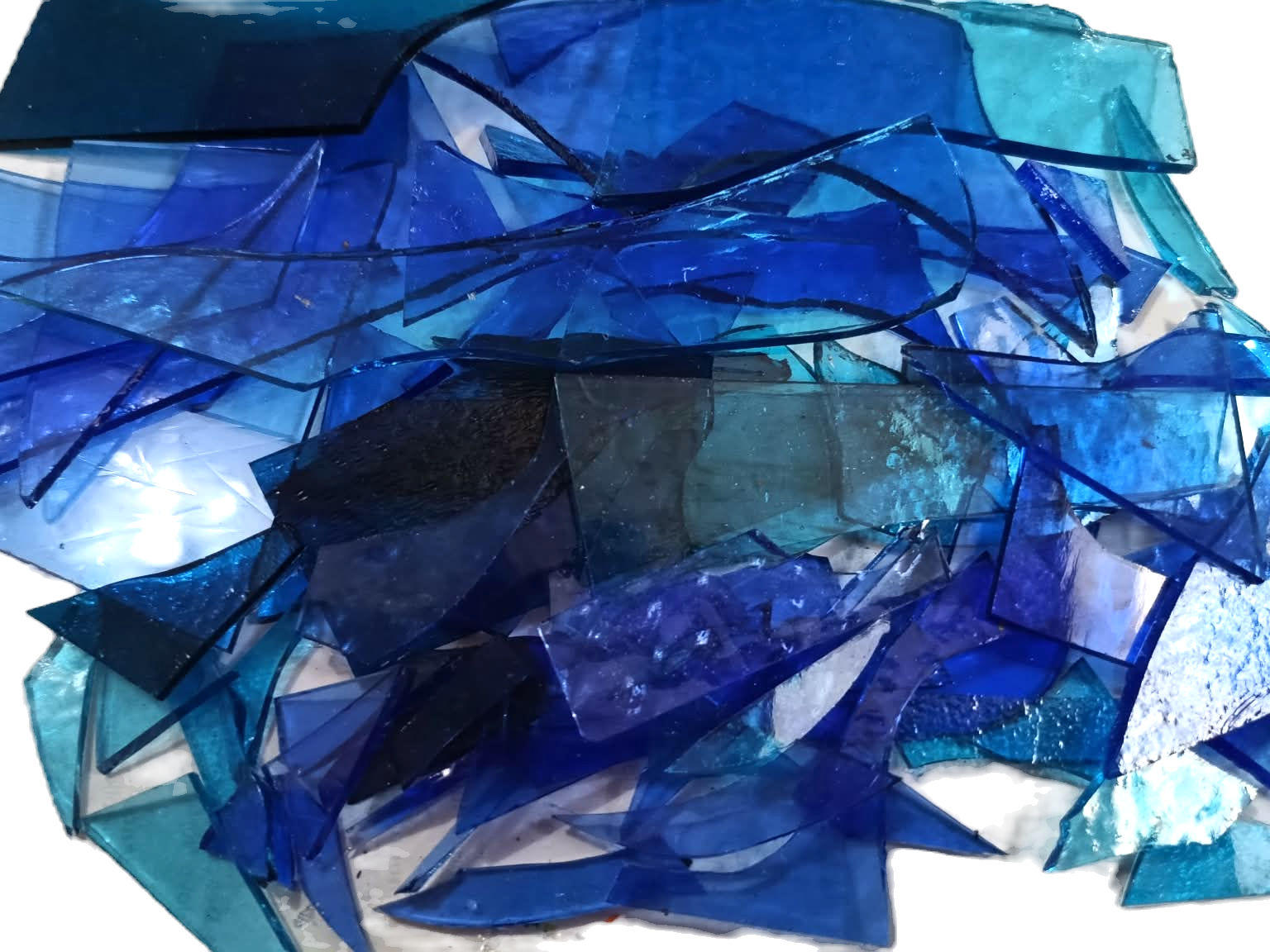 Blue Aqua  Mixed Cathedral  stained glass offcuts 500grams