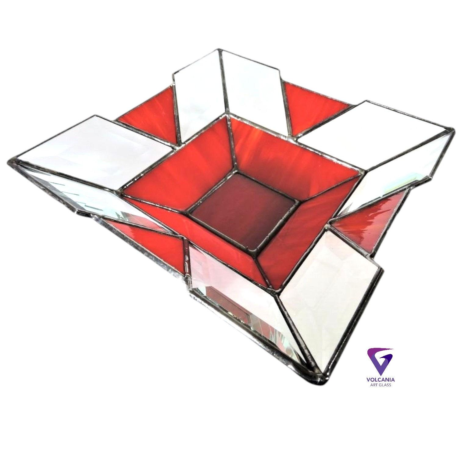 Bowl -stained glass / leadlight  - red