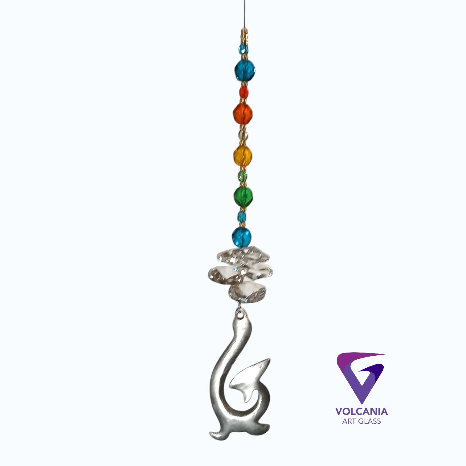 Suncatcher with crystals, glass beads and pewter. #3
