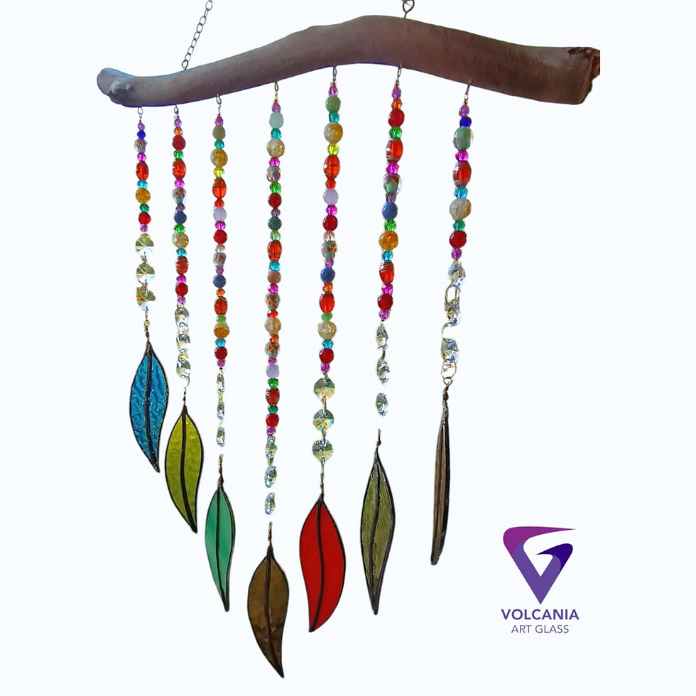 Thumbnail: Gumleaves Leadlight Suncatcher Mobile - 7 drops