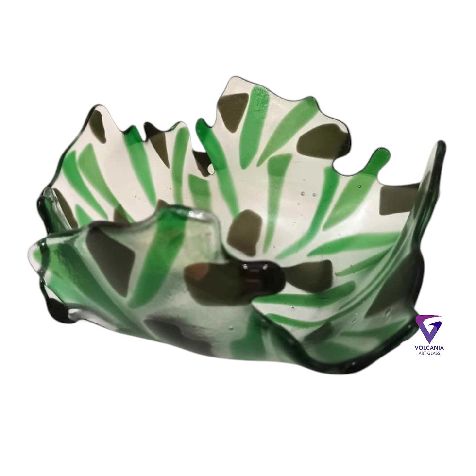 Thumbnail: Abstract Bowl / Dish - Greens and Clear- Free Postage