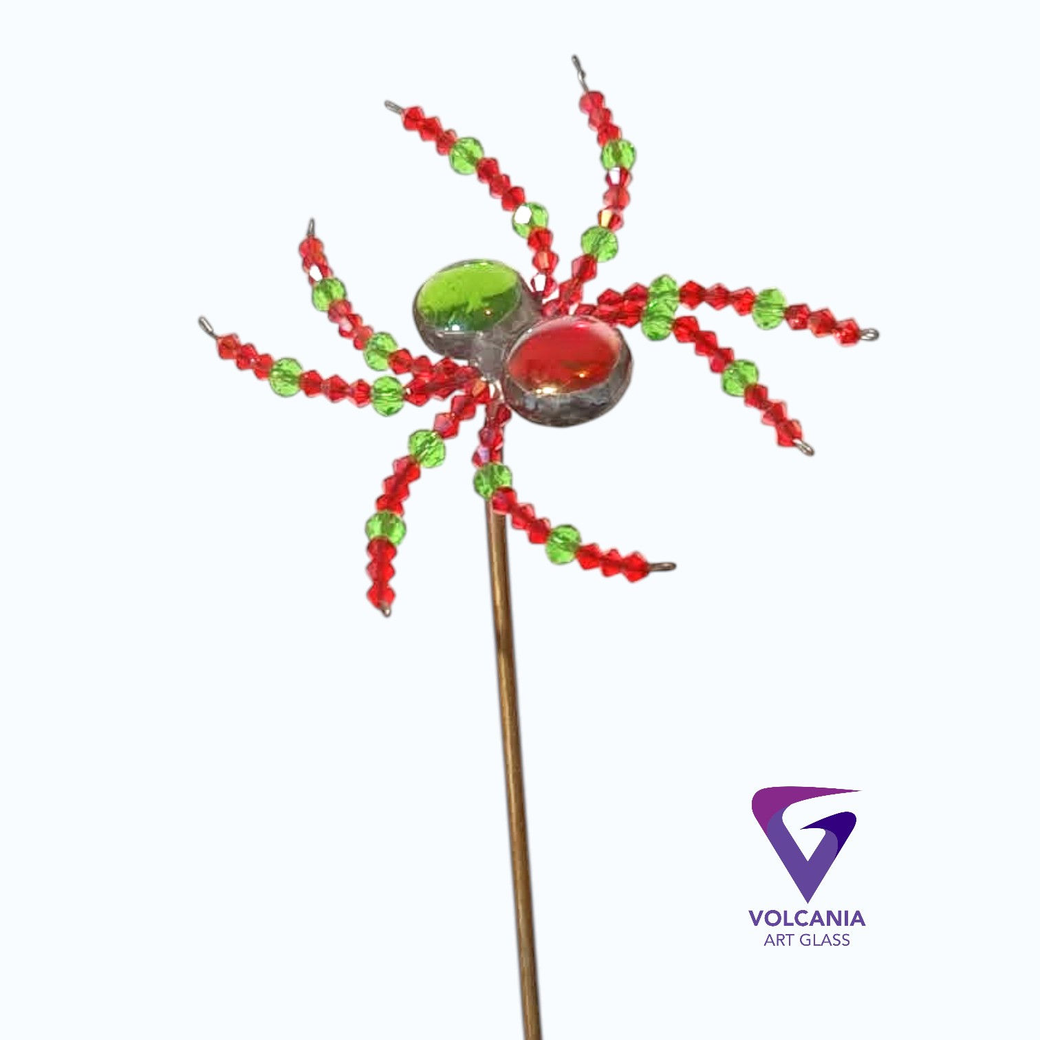 Red and Green  Spider leadlight suncatcher / plant minder
