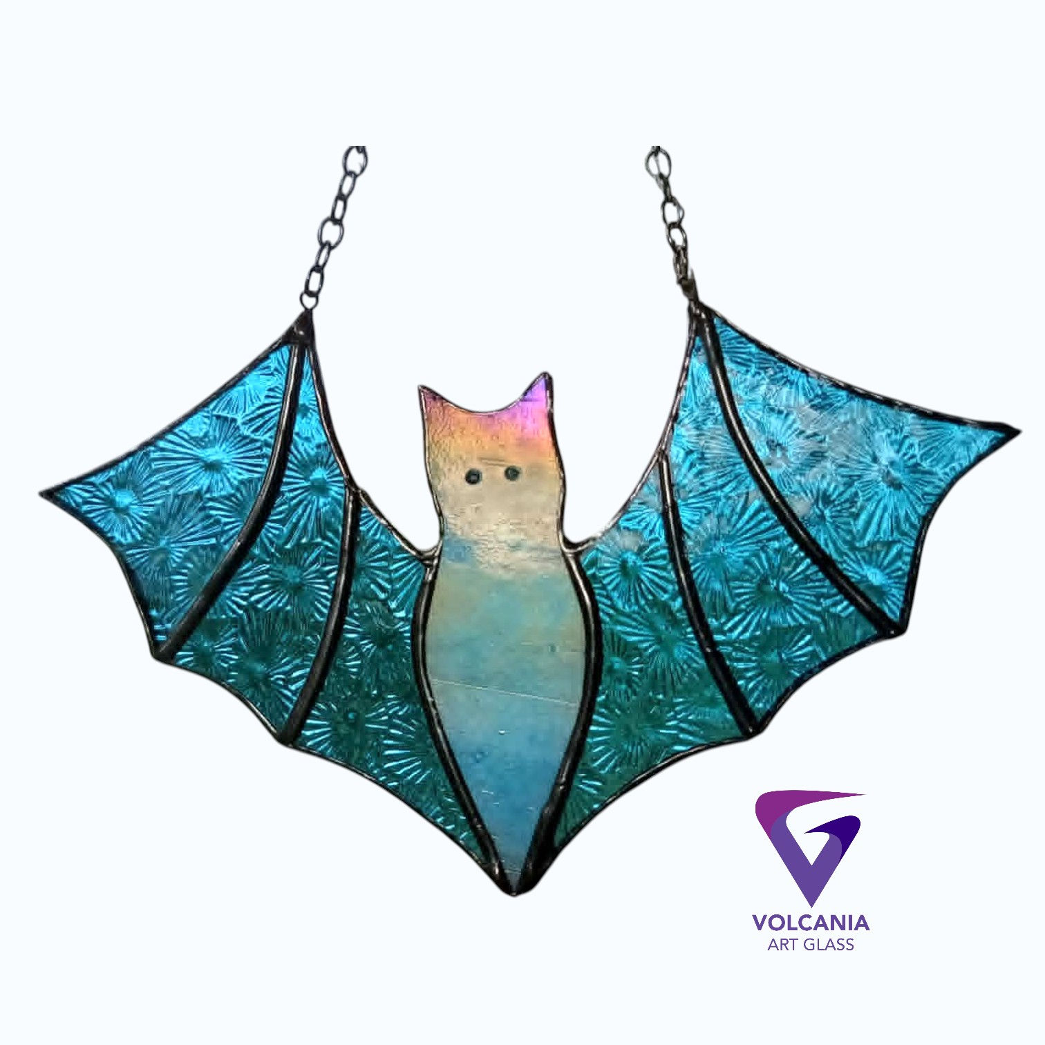 Bat Stained Glass /Leadlight Suncatcher - aqua
