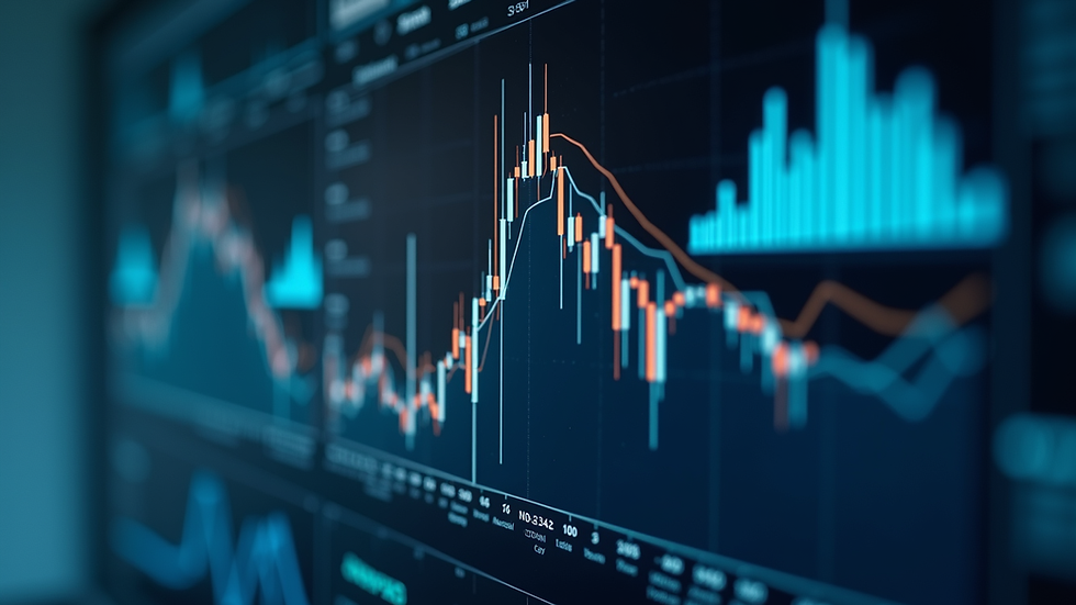 Close-up view of a digital financial dashboard displaying various financial metrics