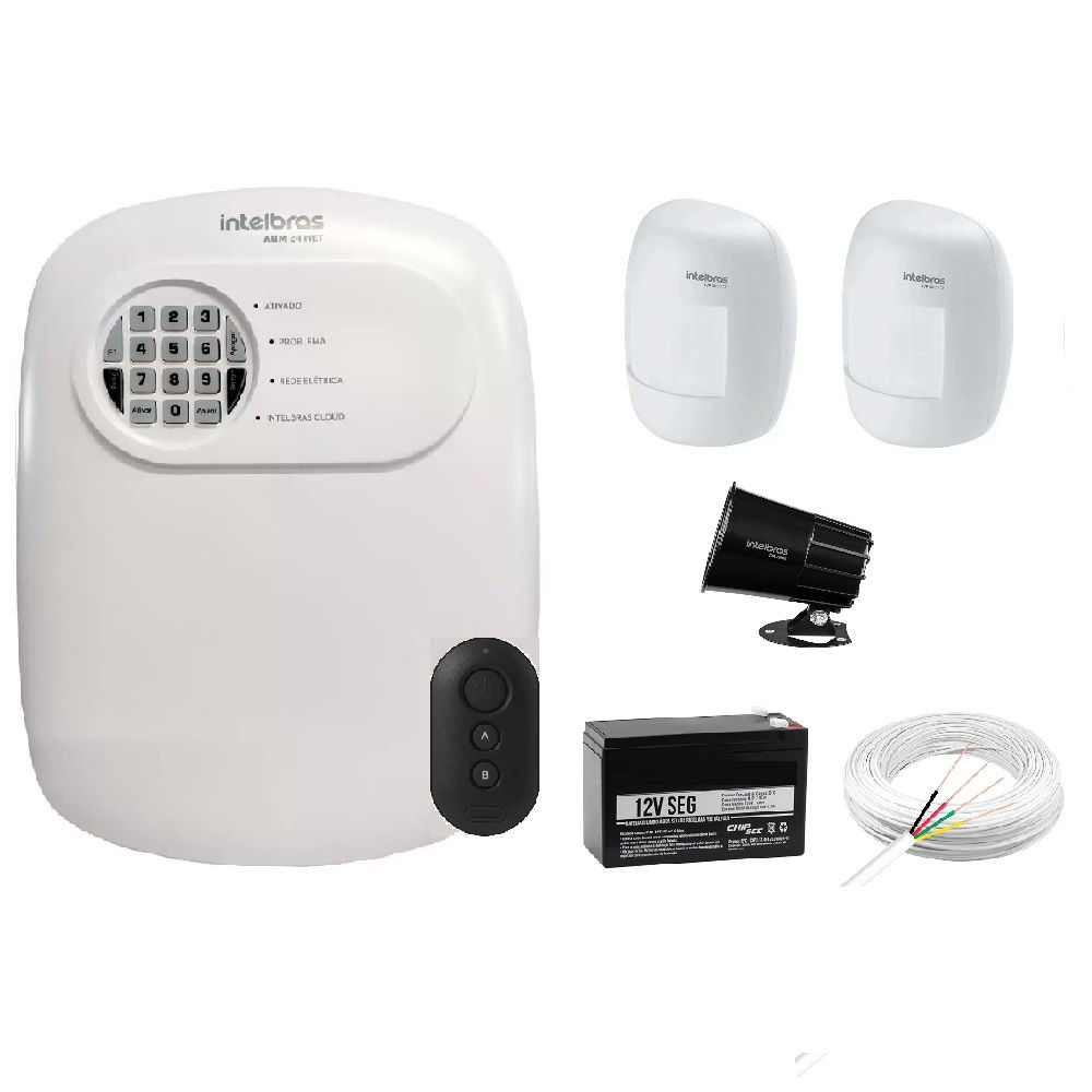 Kit Alarme Residencial Intelbras Central 24 Net + 2 sensores sem fio