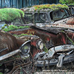 abandoned classic car colored pencil drawing