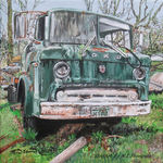 abandoned classic truck acrylic painting traditional art