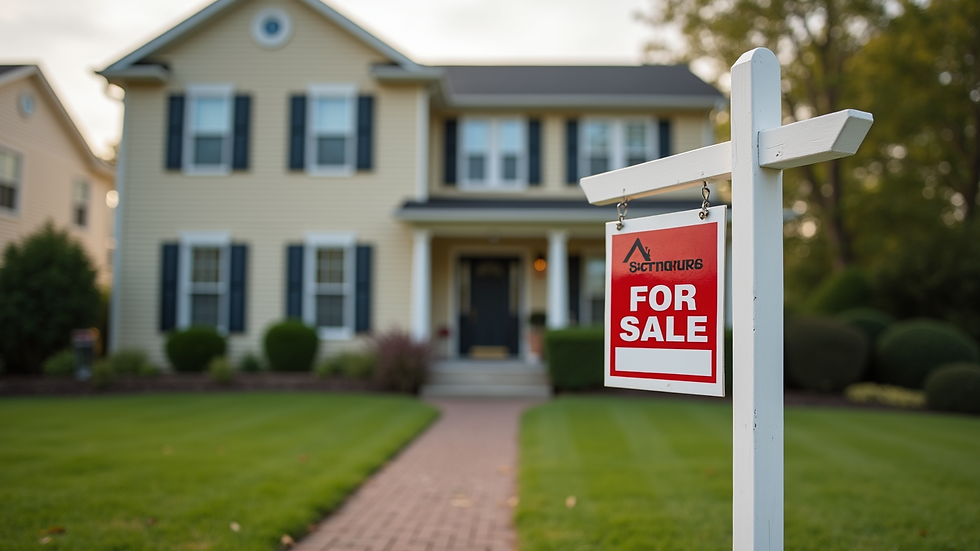 Close-up view of a "For Sale" sign in front of a New Jersey home