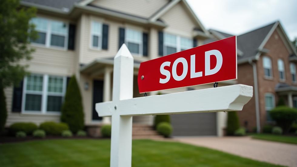 Close-up view of a "Sold" sign in front of a New Jersey home