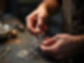 Close-up shot of intricate silver wire being expertly shaped by artisan hands, with warm w