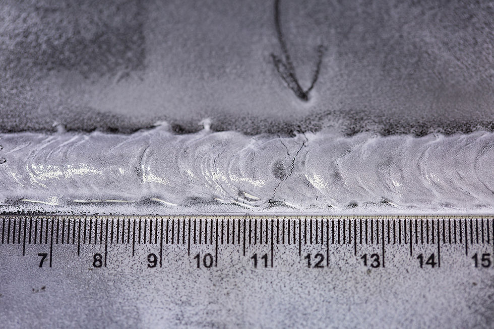 A welding bead with incomplete fusion.