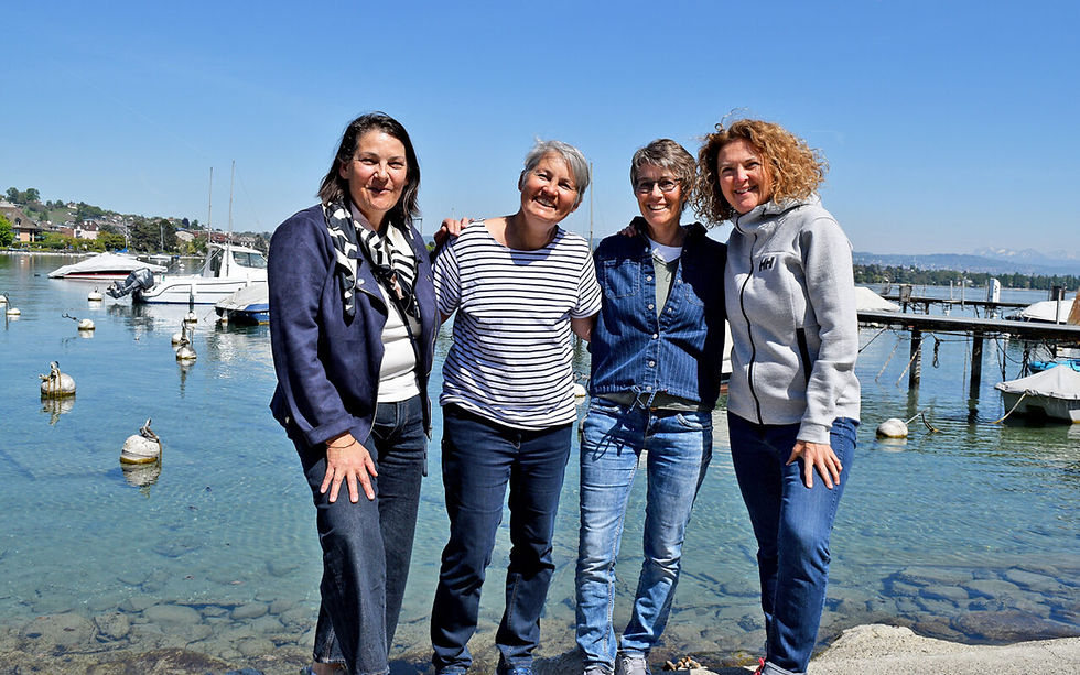 Carinne Bertola, Danielle Rosset, Esther Challandes-Stamm et Valérie Bauwens, à Morges. Photo: Phillippoz