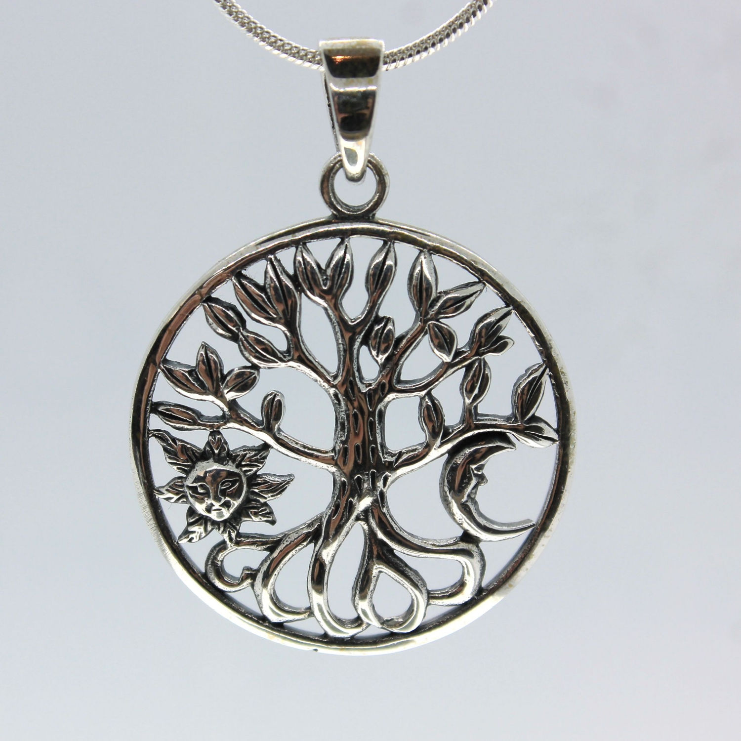 Tree of Life with Sun & Moon - 925 Sterling Silver Pendant