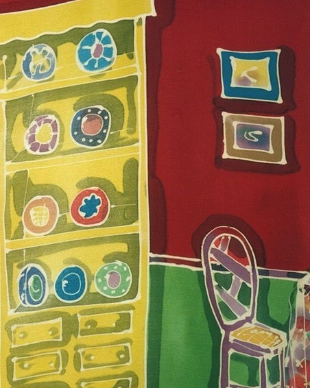 Pintura sobre seda pura.