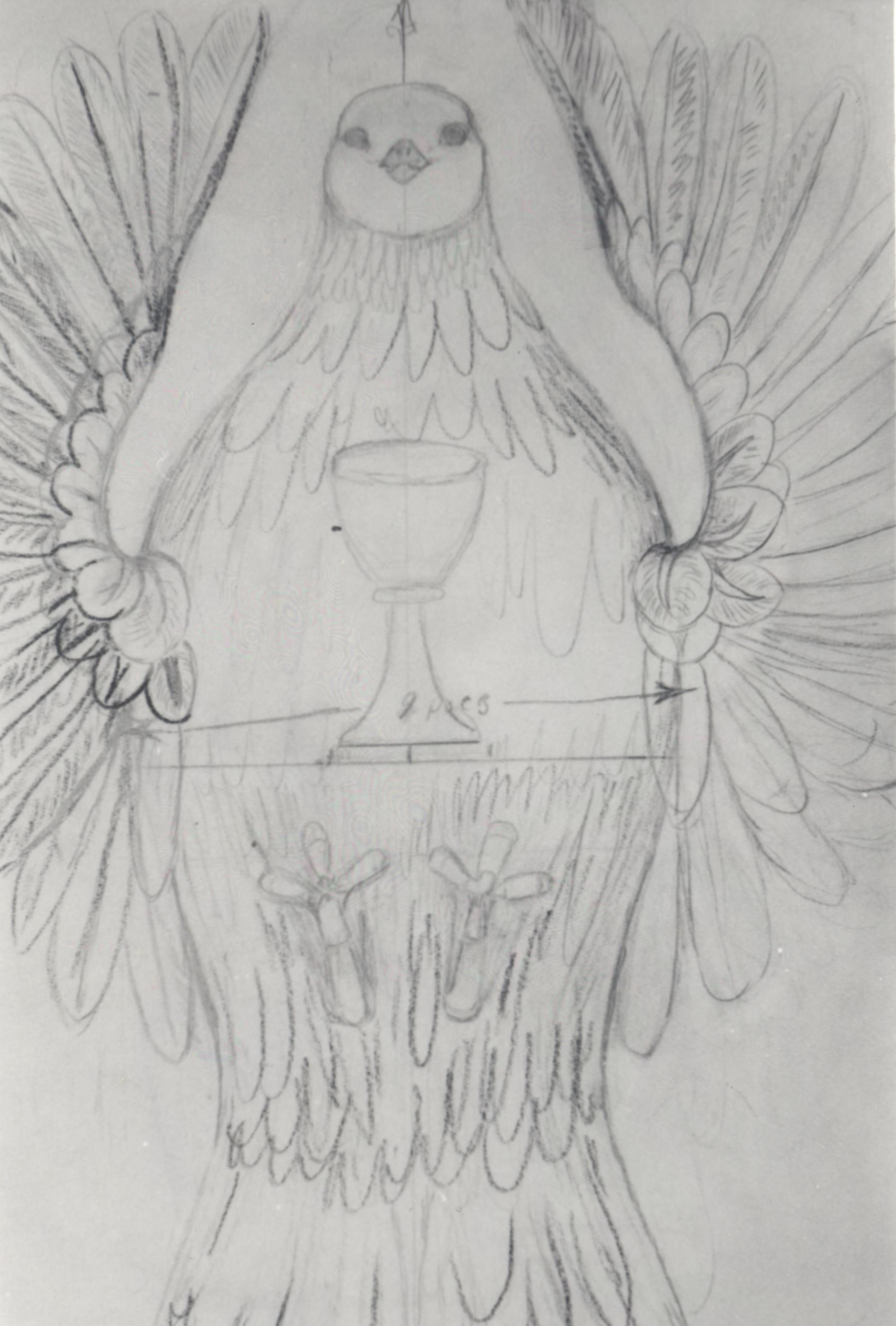 Dessin d'une colombe et d'un calice