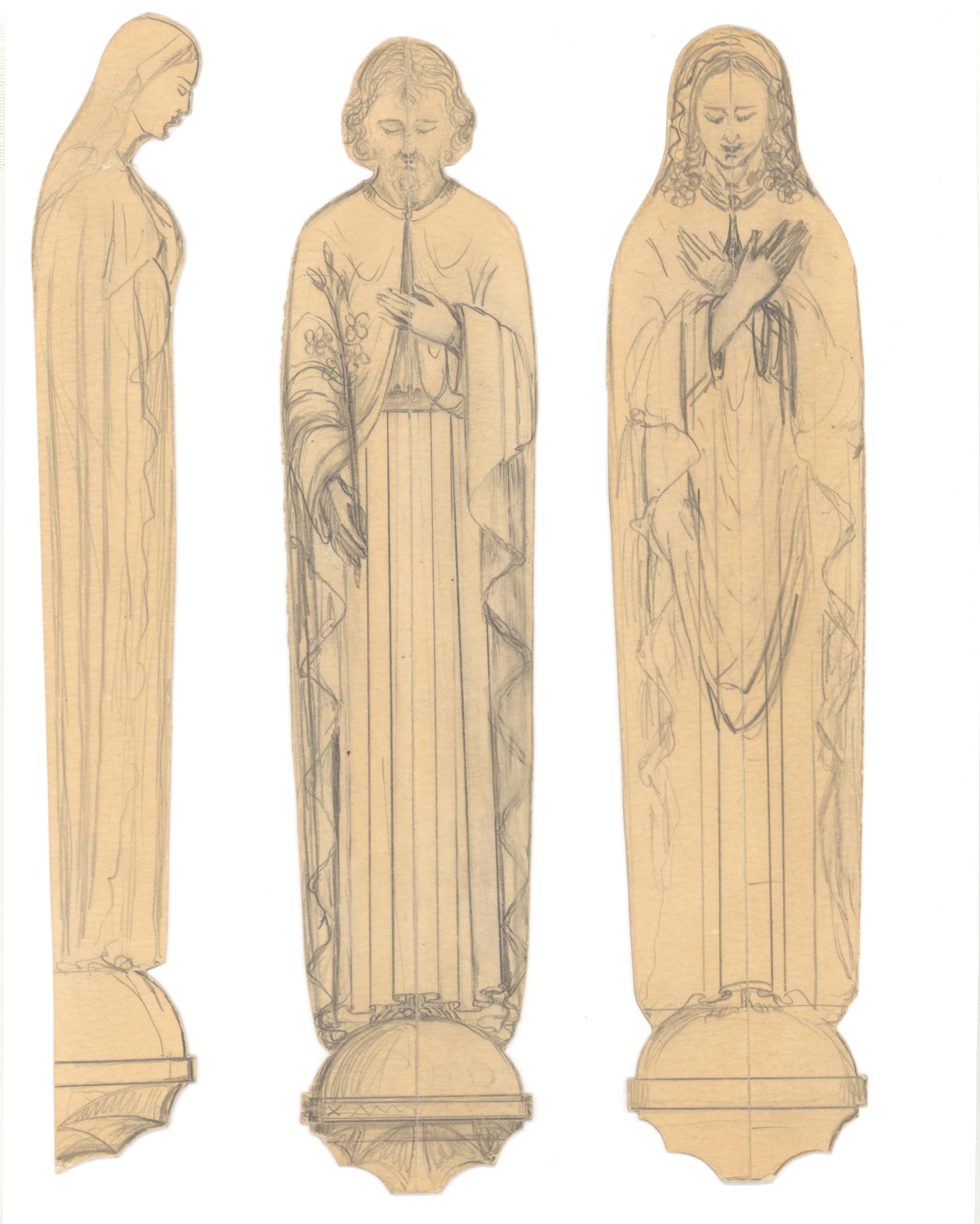 Trois dessins decoupés en carton