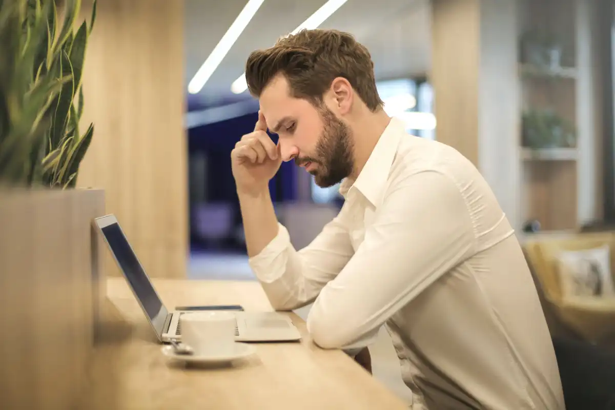 Man thinking about his future career