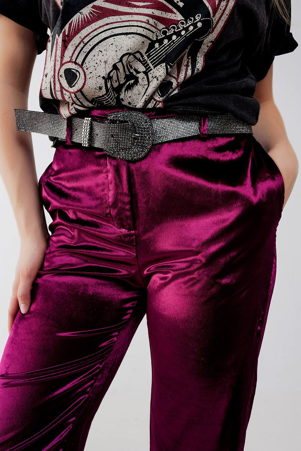 Straight Leg Velvet Pants in Purple, woman clothing, Ίσιο βελούδινο μωβ παντελόνι με τσέπες, γυναικεία ρούχα